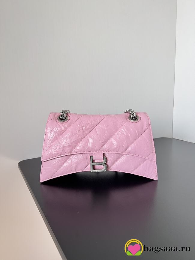 	 Bagsaaa Balenciaga Crush Small Chain Bag In Pink - 25.5*10*15.5cm - 1