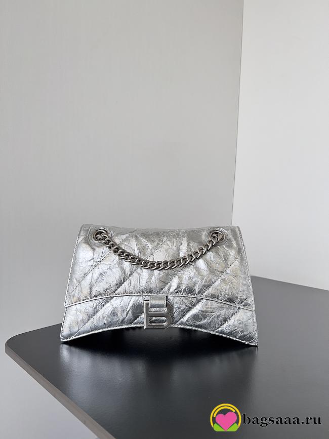 	 Bagsaaa Balenciaga Crush Small Chain Bag In Silver - 25.5*10*15.5cm - 1