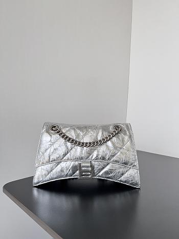 	 Bagsaaa Balenciaga Crush Small Chain Bag In Silver - 25.5*10*15.5cm