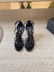 Bagsaaa YSL Cassandra 100 all black patent leather sandals heels - 1