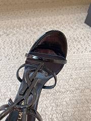 Bagsaaa YSL Cassandra 100 all black patent leather sandals heels - 6