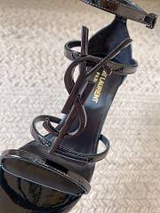 Bagsaaa YSL Cassandra 100 all black patent leather sandals heels - 5