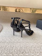 Bagsaaa YSL Cassandra 100 all black patent leather sandals heels - 4