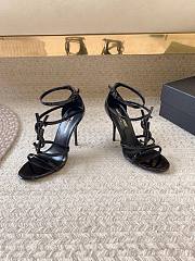 Bagsaaa YSL Cassandra 100 all black patent leather sandals heels - 3