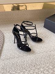 Bagsaaa YSL Cassandra 100 all black patent leather sandals heels - 2