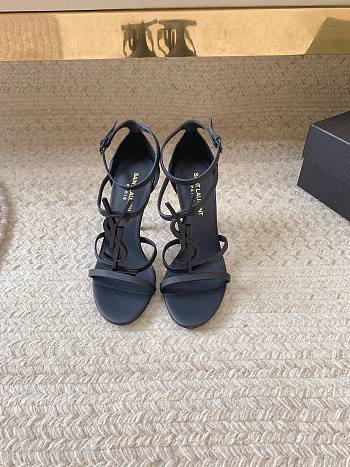 Bagsaaa YSL Cassandra 100 all black leather sandals heels