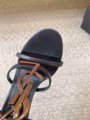	 Bagsaaa YSL Cassandra 100 all black leather sandals heels bronze logo - 6