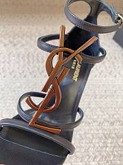 	 Bagsaaa YSL Cassandra 100 all black leather sandals heels bronze logo - 4