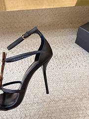 	 Bagsaaa YSL Cassandra 100 all black leather sandals heels bronze logo - 5