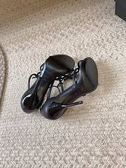 	 Bagsaaa YSL Cassandra 100 all black leather sandals heels bronze logo - 2