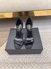 Bagsaaa YSL Opyum black patent leather with red heel sandals 10.5cm - 2
