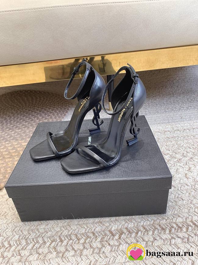 Bagsaaa YSL Opyum all black smooth leather sandals 10.5cm - 1