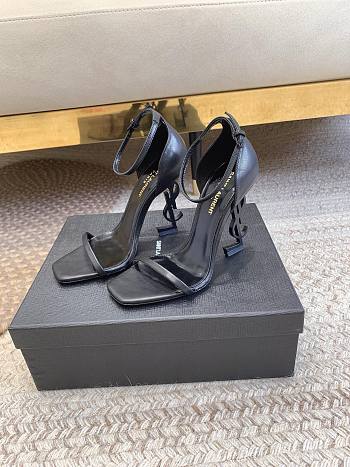 Bagsaaa YSL Opyum all black smooth leather sandals 10.5cm