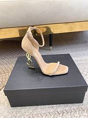 Bagsaaa YSL Opyum beige suede leather sandals 10.5cm - 5