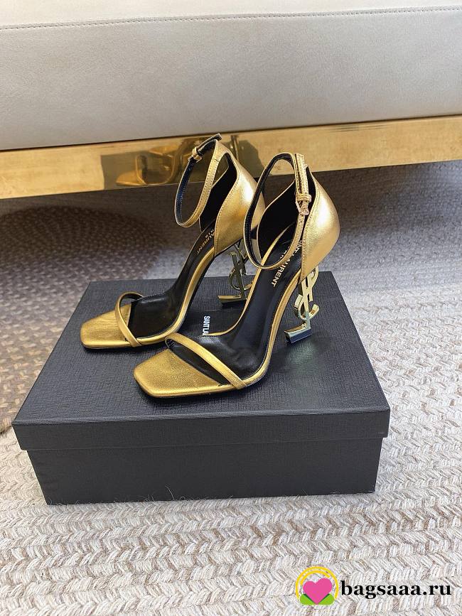 Bagsaaa YSL Opyum gold leather sandals 10.5cm - 1