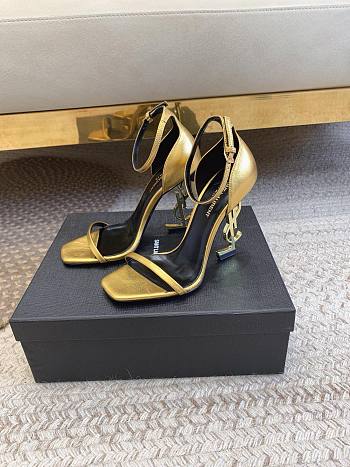 Bagsaaa YSL Opyum gold leather sandals 10.5cm