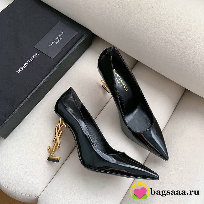 Bagsaaa YSL Opyum Slingback Pumps All Black Patent Leather - 1