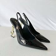Bagsaaa YSL Opyum Slingback Pumps Black Patent Leather Gold Heel - 6