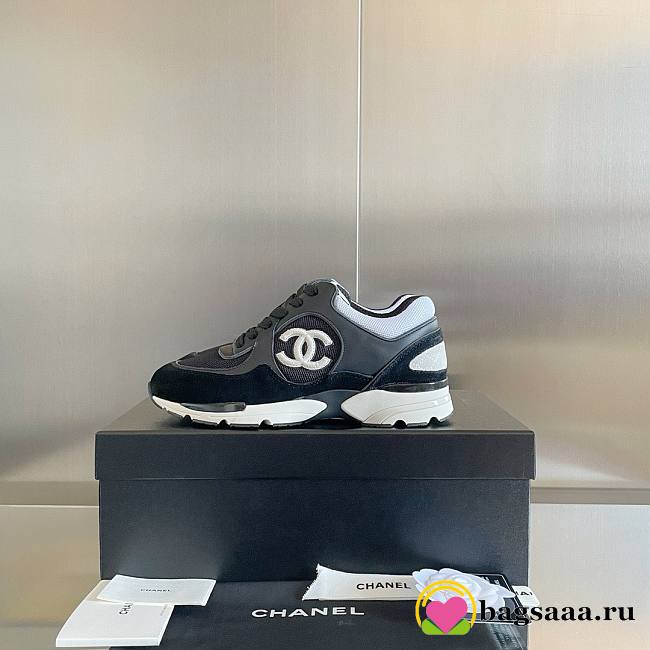 Bagsaa Chanel BlackMesh Suede Grained Calfskin CC Sneaker - 1