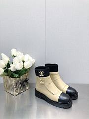 	 Bagsaaa Chanel CC Logo Beige Chelsea Short Boots - 1