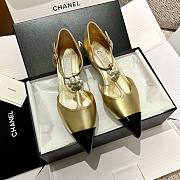 Bagsaaa Chanel Slingback Heeled Sandals Pointed Gold - 1