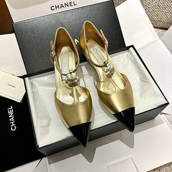 Bagsaaa Chanel Slingback Heeled Sandals Pointed Gold