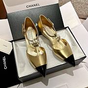 Bagsaaa Chanel Slingback Heeled Sandals Pointed Gold - 5