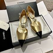 Bagsaaa Chanel Slingback Heeled Sandals Pointed Gold - 4