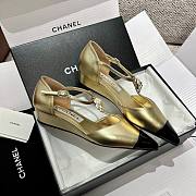 Bagsaaa Chanel Slingback Heeled Sandals Pointed Gold - 3