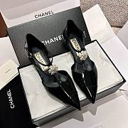 	 Bagsaaa Chanel Slingback Heeled Sandals Pointed Black Patent - 1