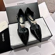 	 Bagsaaa Chanel Slingback Heeled Sandals Pointed Black Patent - 2