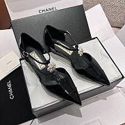 	 Bagsaaa Chanel Slingback Heeled Sandals Pointed Black Patent - 3
