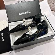 	 Bagsaaa Chanel Slingback Heeled Sandals Pointed Black Patent - 5