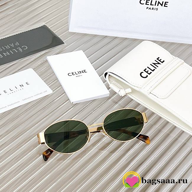 Bagsaaa Celine Triomphe Metal sunglasses gold/green - 1