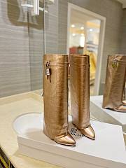 Givenchy Shark Lock Ankle Long Boots in laminated leather gold - 1