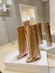 Givenchy Shark Lock Ankle Long Boots in laminated leather gold - 3