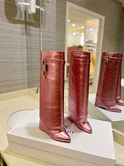 	 Givenchy Shark Lock Ankle Long Boots in laminated leather pink - 1