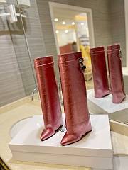 	 Givenchy Shark Lock Ankle Long Boots in laminated leather pink - 4