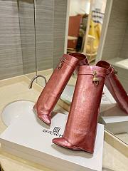 	 Givenchy Shark Lock Ankle Long Boots in laminated leather pink - 3