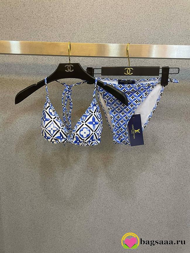 Bagsaaa Louis Vuitton Monogram Flower Tile Blue Bikini  - 1