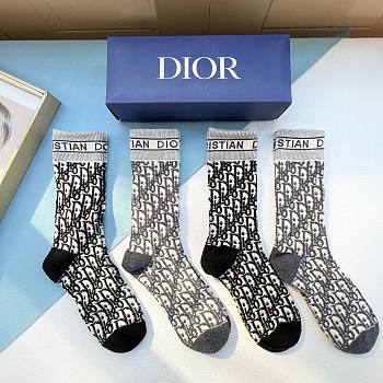 Bagsaaa dior Oblique Jacquard Socks Set