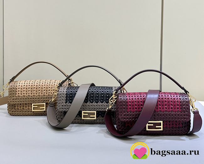 Bagsaaa Fendi Baguette Bag Interlaced Leather - 1