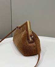 Bagsaaa Fendi First Dark Brown Shearling Bag - 26*9.5*18cm - 3