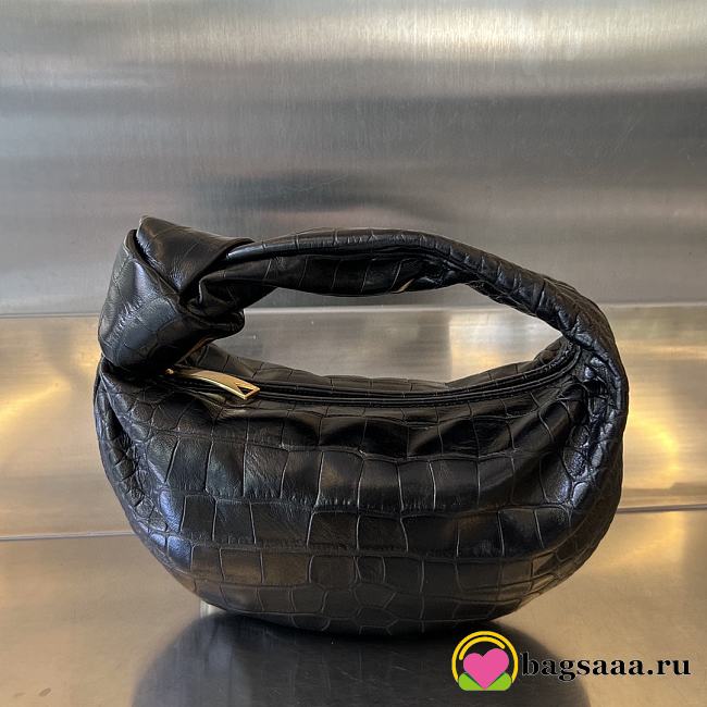 Bagsaaa Bottega Veneta Jodie Black Crocodile Leather - 28*23*8cm - 1