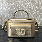 Bagsaaa Valentino Mini Locò Calfskin With Crystal Logo Black Gold - 1