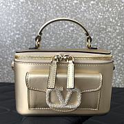 Bagsaaa Valentino Mini Locò Calfskin With Crystal Logo Black Gold - 3