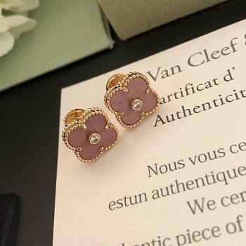 Bagsaaa Van Cleef & Arpels Clover Pink & Goldr Earrings