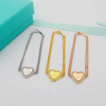 Bagsaaa Tiffany & Co Crystal Heart Bracelet 