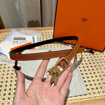 Bagsaaa Hermes Lock Epsom Leather Belt Brown