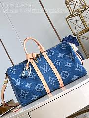 Bagsaaa Louis Vuitton Túi Keepall Bandouliere 45 denim blue - 1